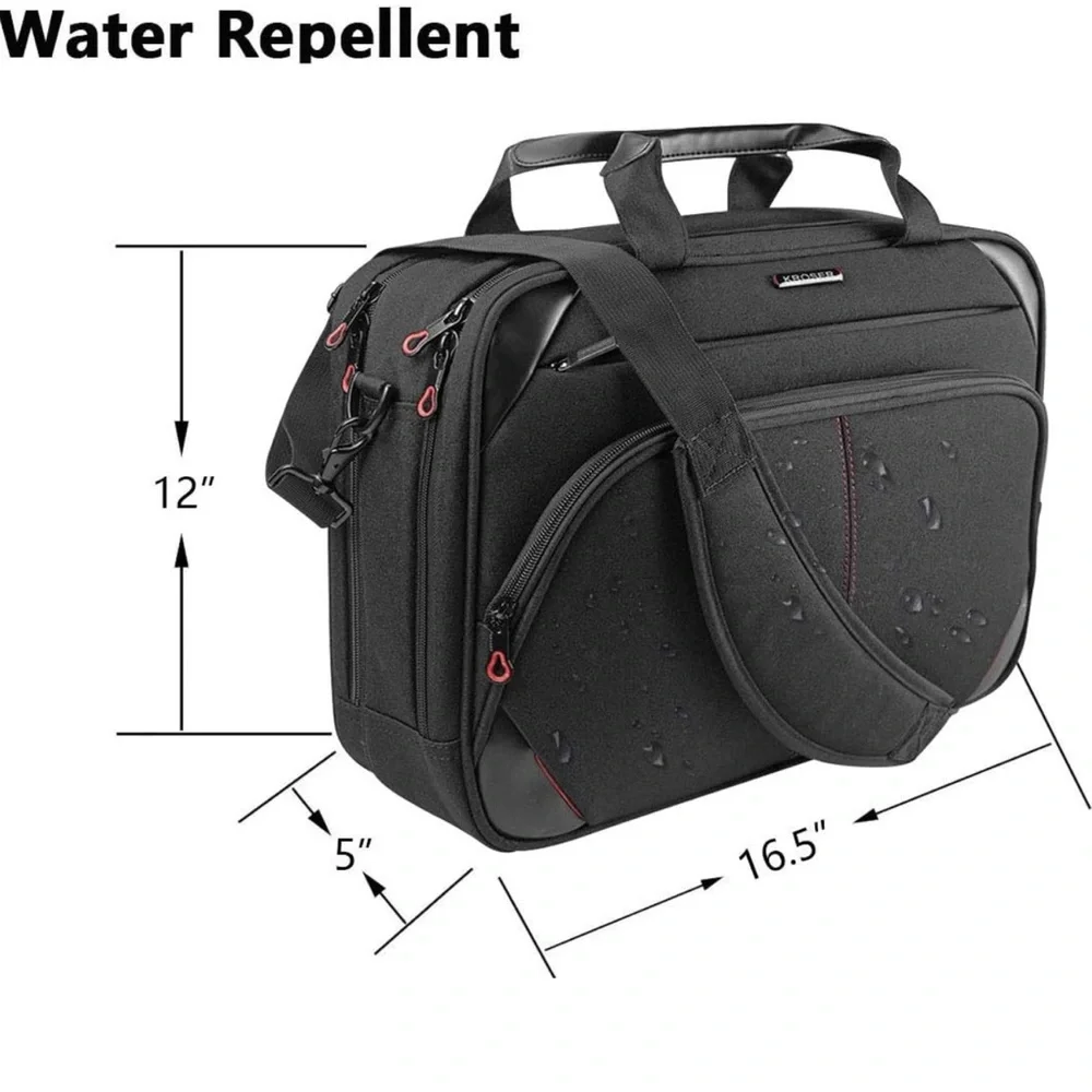 Kroser Laptop & Tablet Briefcase Bag 15.6 Inch Water Repellent With RFID Pockets